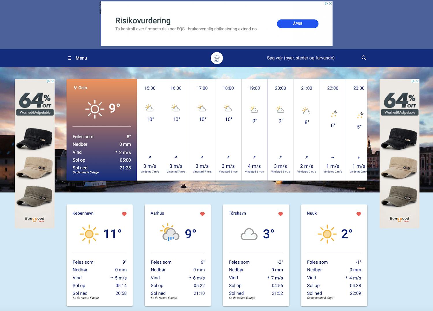 Værappen og hjemmesiden til DMI DMI værapp